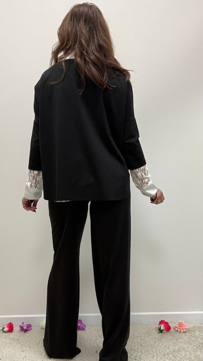 Completo blusa + pantaloni Extasy nero