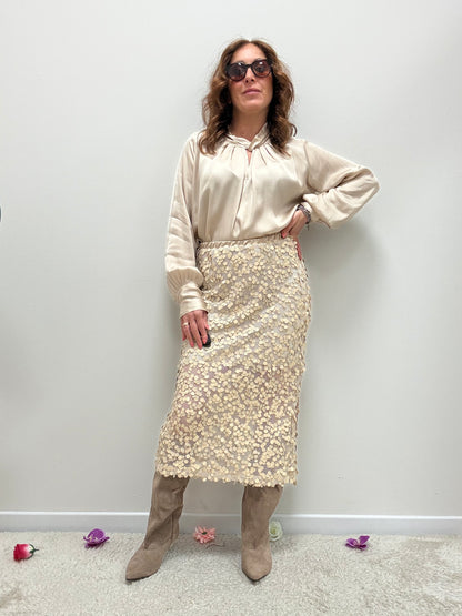 Gonna paillettes beige Haveone