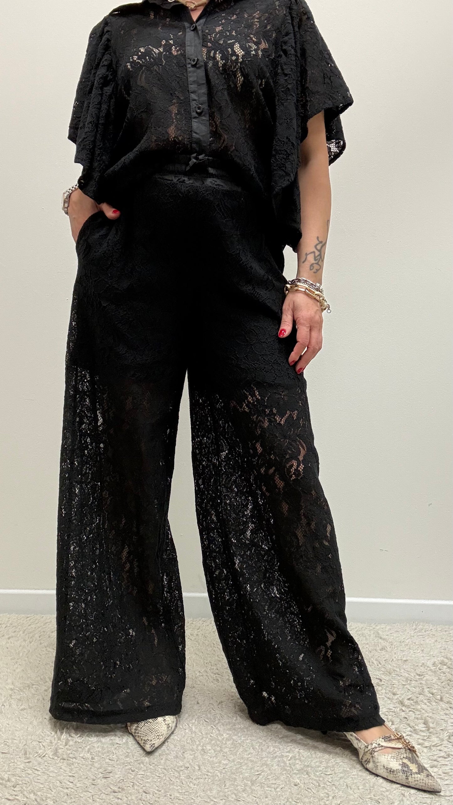 Pantalone Pizzo Nero Susy Mix