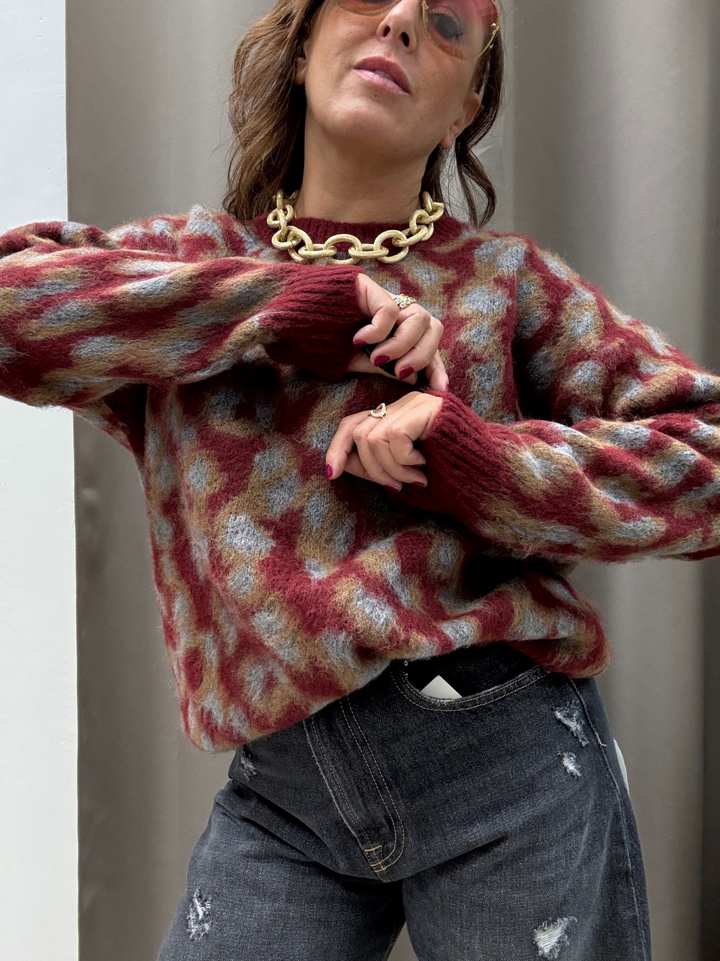 HaveOne Maglia Jacquard Vino