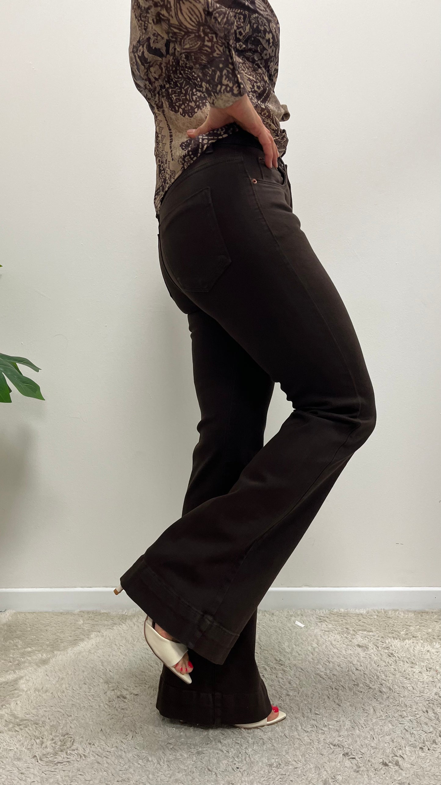 Pantaloni zampa cotone moro Extasy