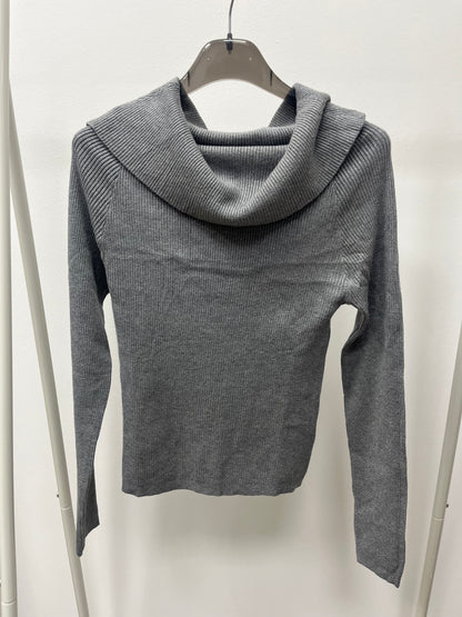 Kiki Six Maglia Scollo Shiffer a Costine Grigia
