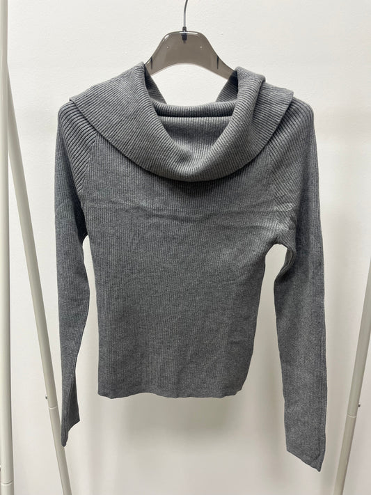 Kiki Six Maglia Scollo Shiffer a Costine Grigia