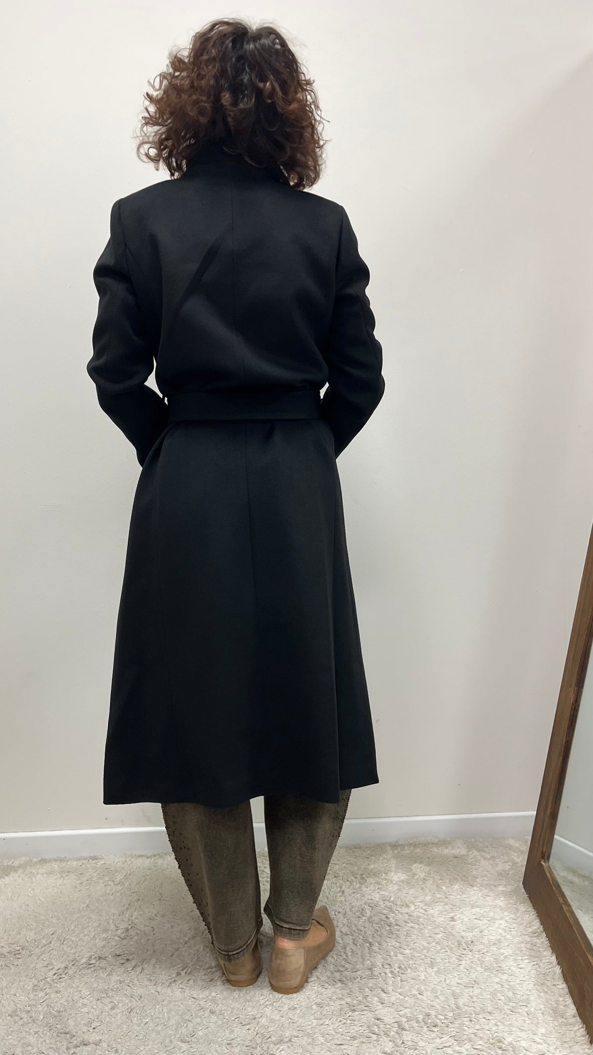 Cappotto Vestaglia con Spacco Laterale Extasy Nero
