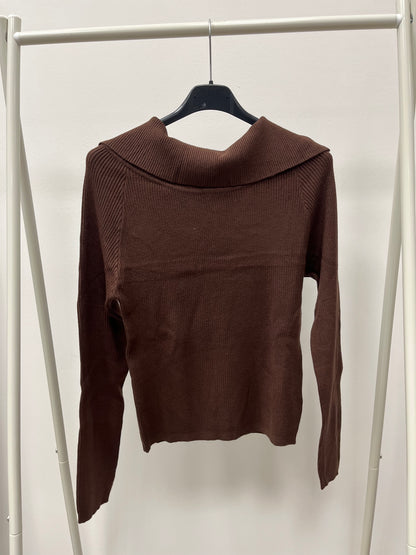 Kiki Six Maglia Scollo Shiffer a Costine Moro