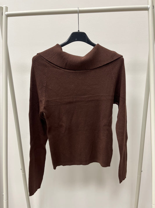 Kiki Six Maglia Scollo Shiffer a Costine Moro