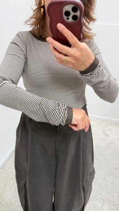 Maglia righe viscosa leggera Memoire moro