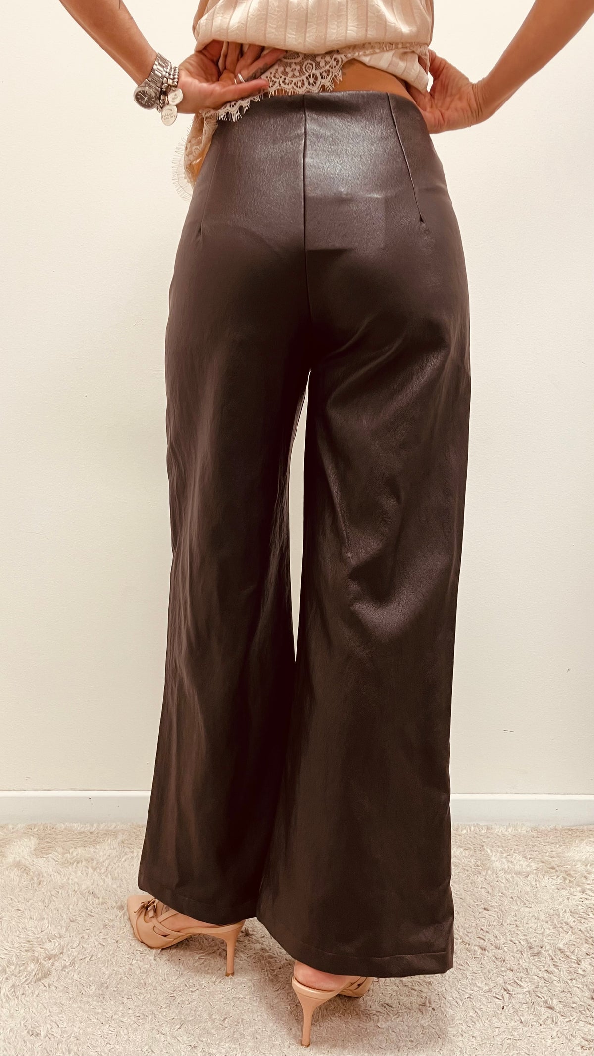 Pantalone palazzo donna in ecopelle nero My-d (Copia)