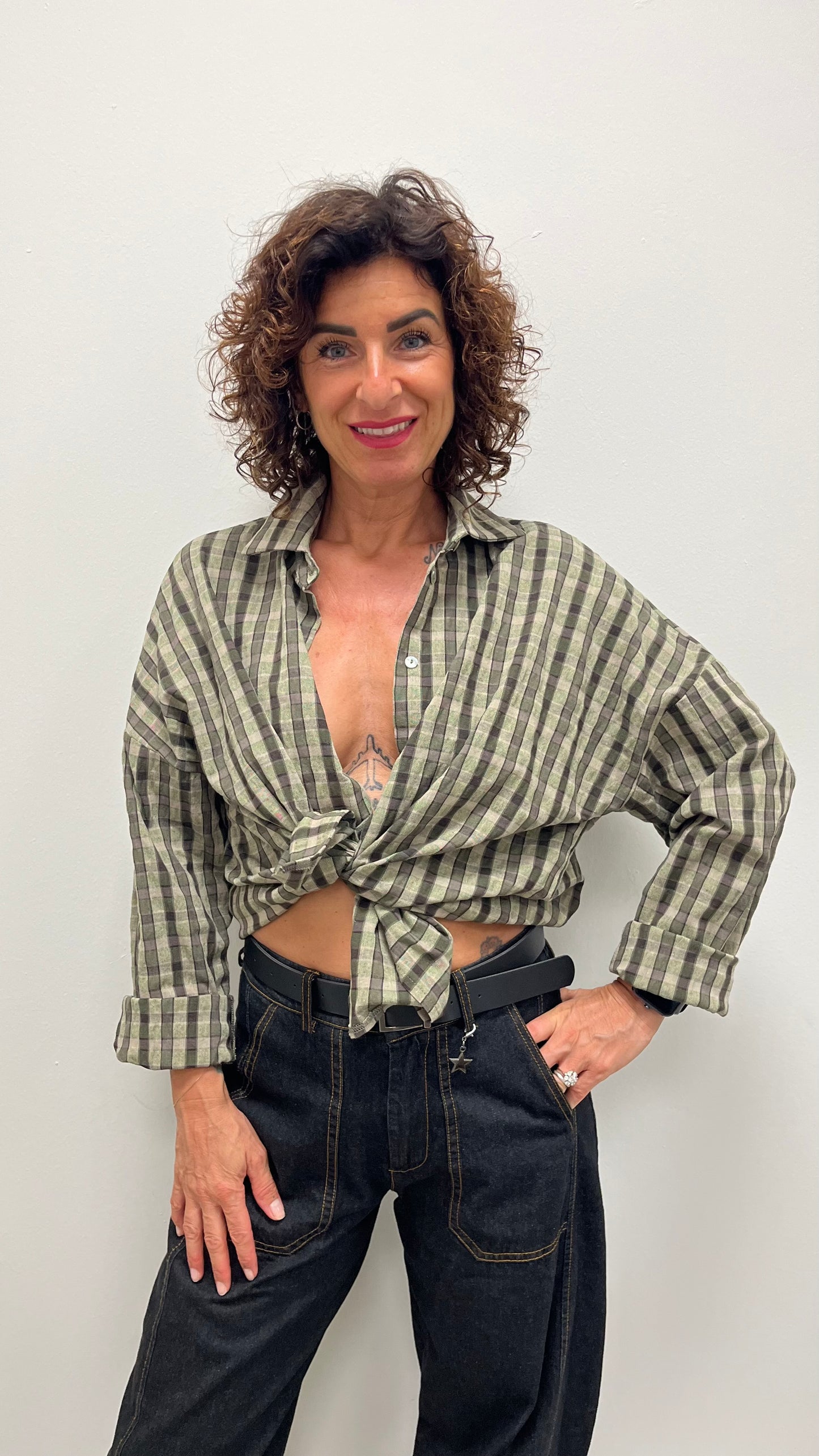 Camicia Over Quadri verde militare HaveOne CNO-R060