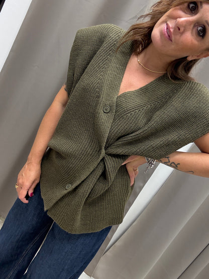 Gilet asimmetrico verde Haveone