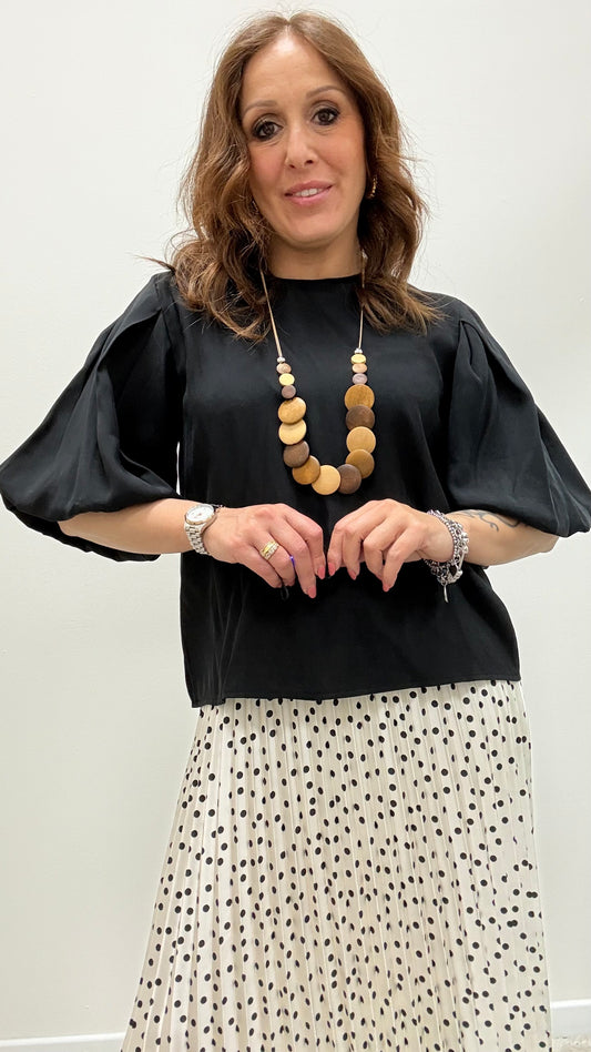 T-shirt manica sbuffo Memoire nero