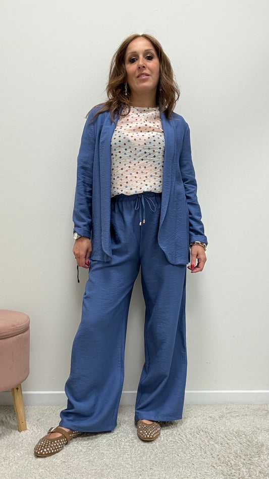 Pantaloni viscosa stropicciata blu Extasy