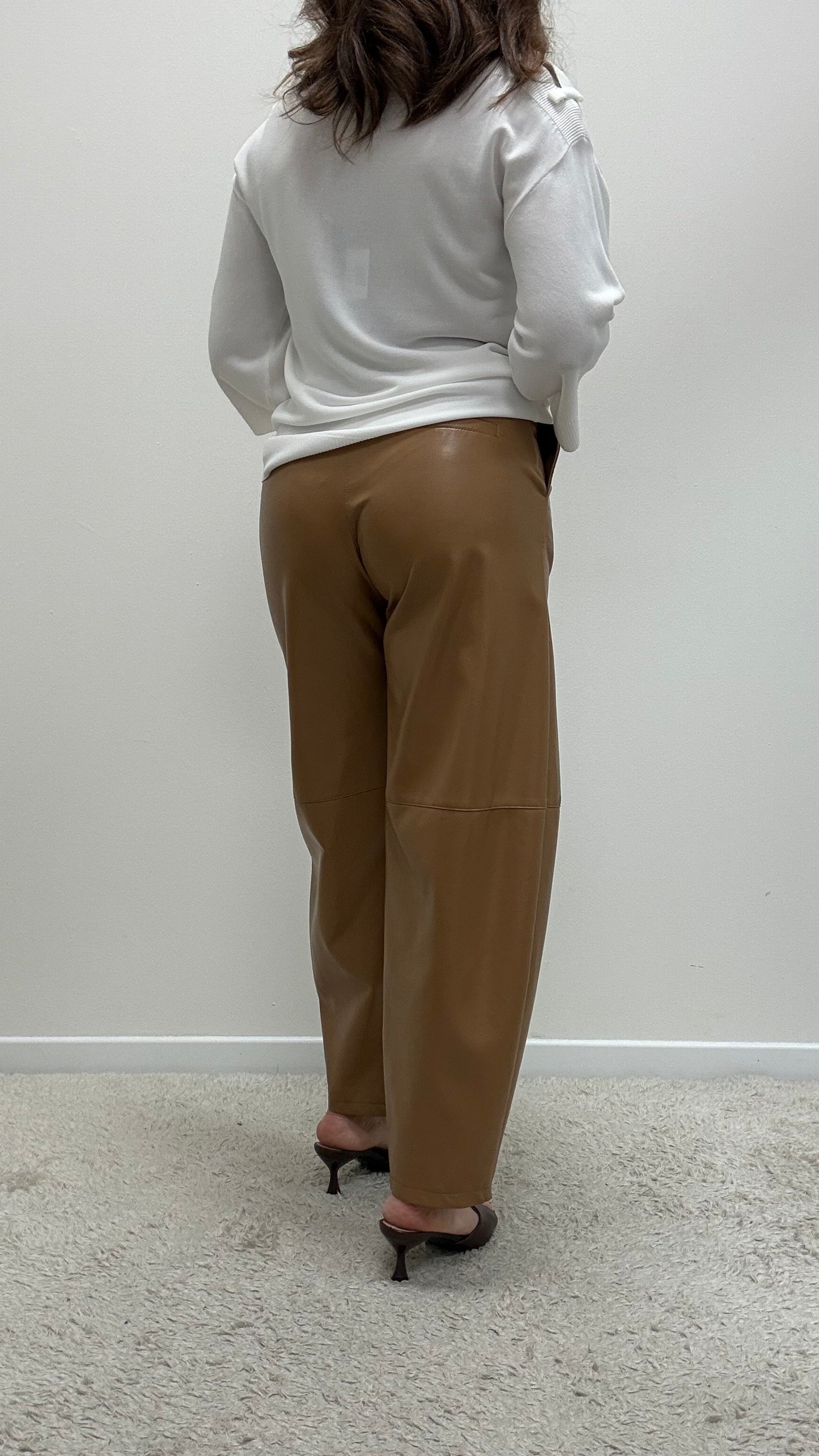 Pantaloni ovetto ecopelle cammello Imperial