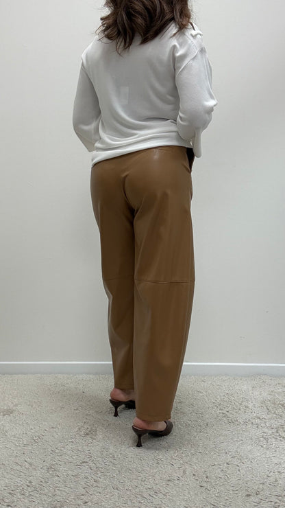 Pantaloni ovetto ecopelle cammello Imperial