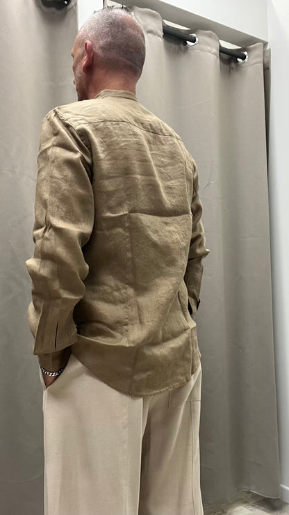 Camicia in Lino Caffè Collo Coreana Gianni Lupo