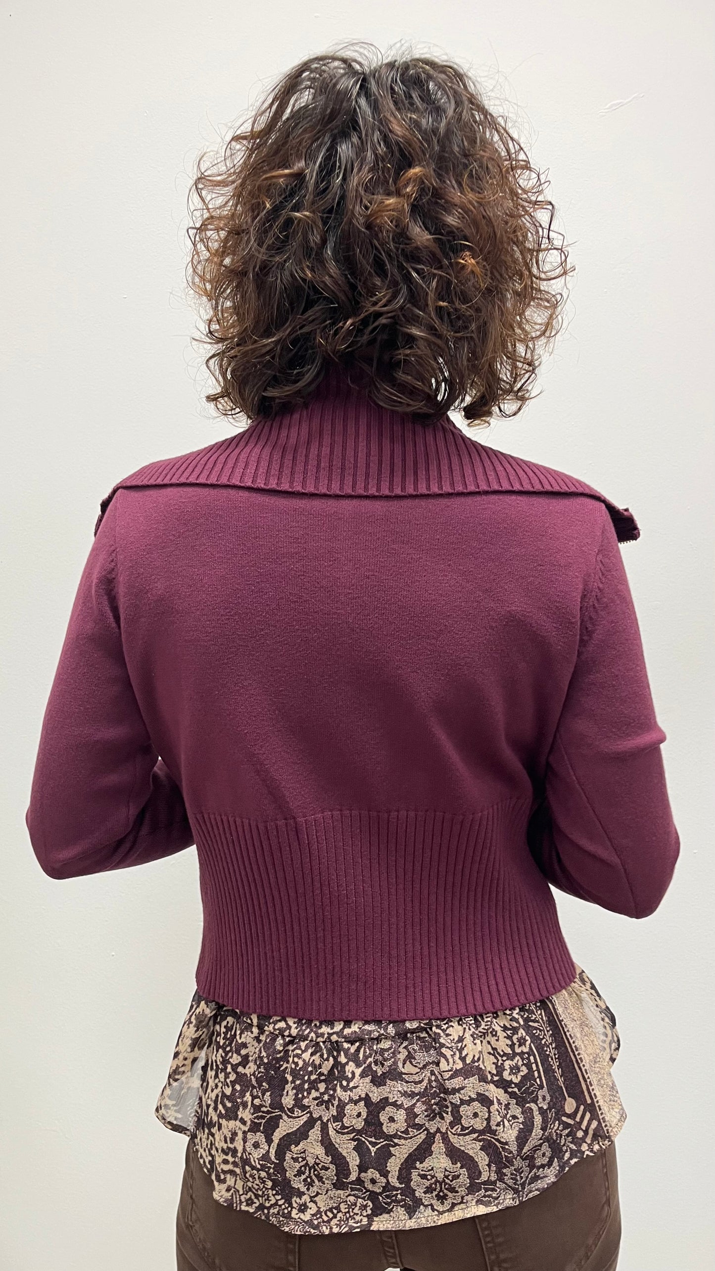 Maglia liscia con zip Extasy bordeaux