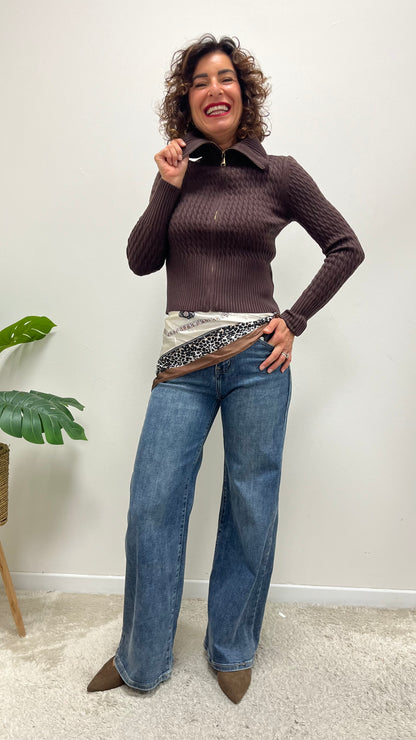 Jeans palazzo elasticizzato con foulard Extasy art.SA7670