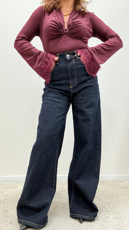 Denim Wide Leg Lavaggio Scuro Motel Art.ZOE-756