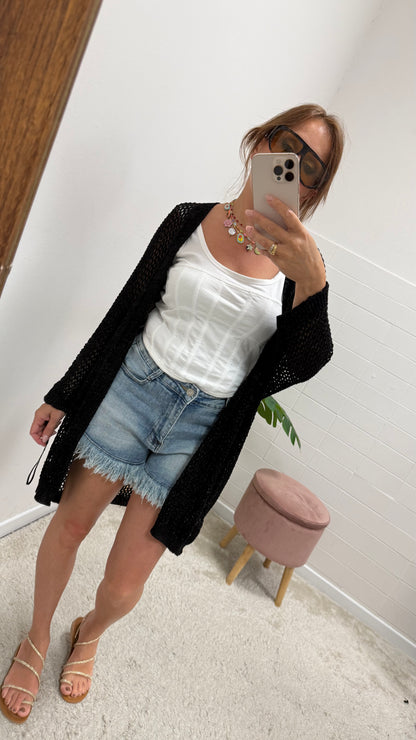 Cardigan coprispalle traforato nero Extasy