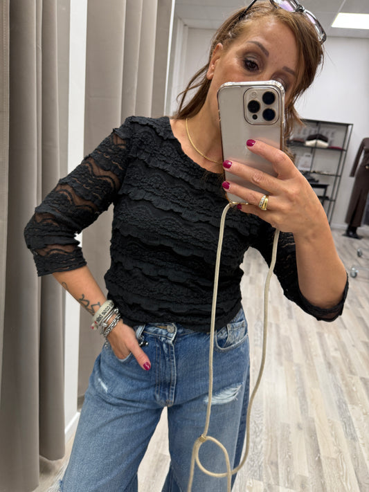 Maglia pizzo manica 3/4 Susy Mix