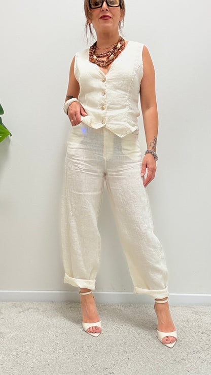 Pantaloni Barbara in lino burro Haveone