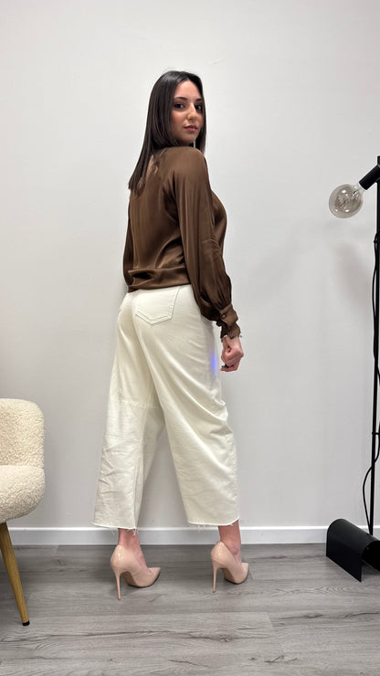 Blusa raso viscosa 100% nodo Haveone moro