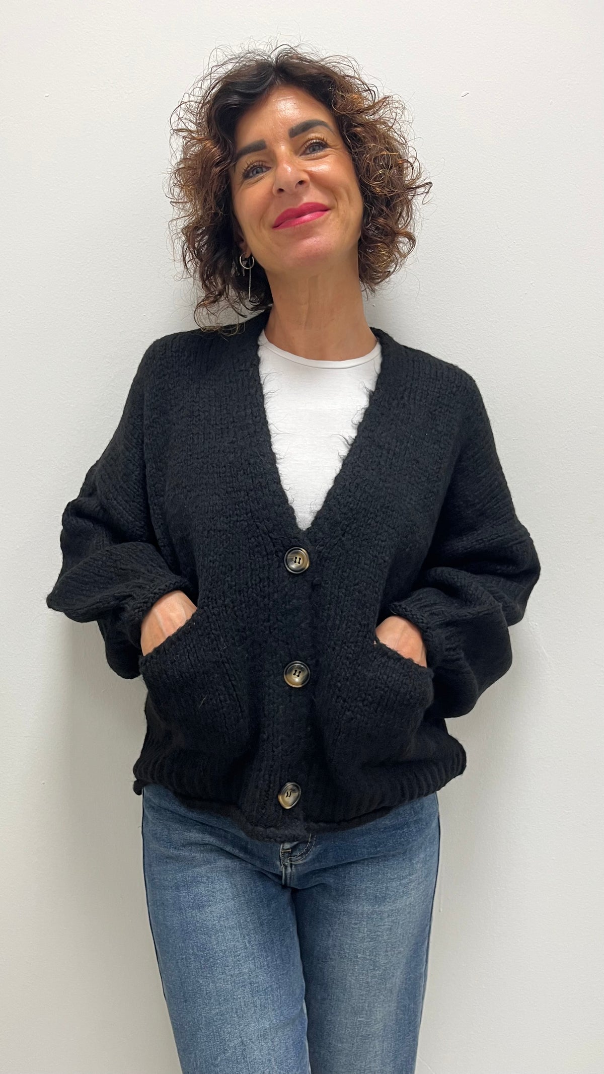 Cardigan Tre Bottoni HaveOne Nero Art.JIT-P020