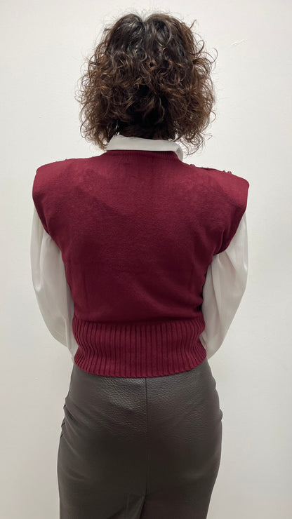 Gilet strass e perle vino Extasy