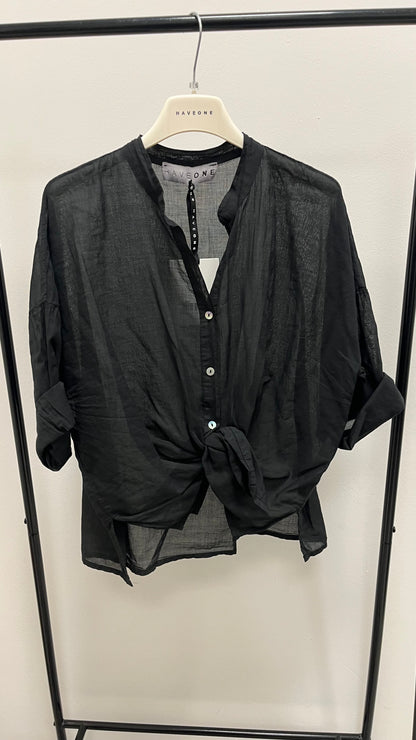 Camicia Mussola di Cotone Nera HaveOne