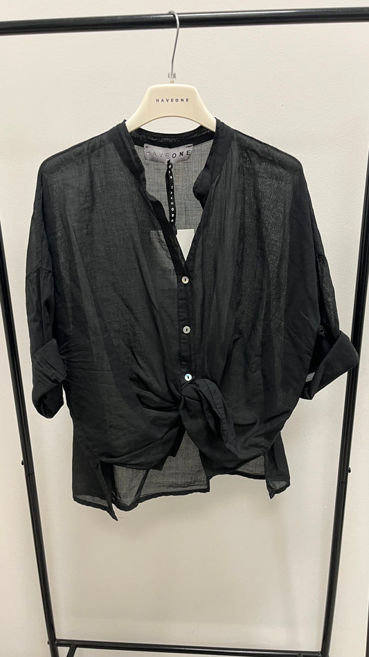 Camicia Mussola di Cotone Nera HaveOne