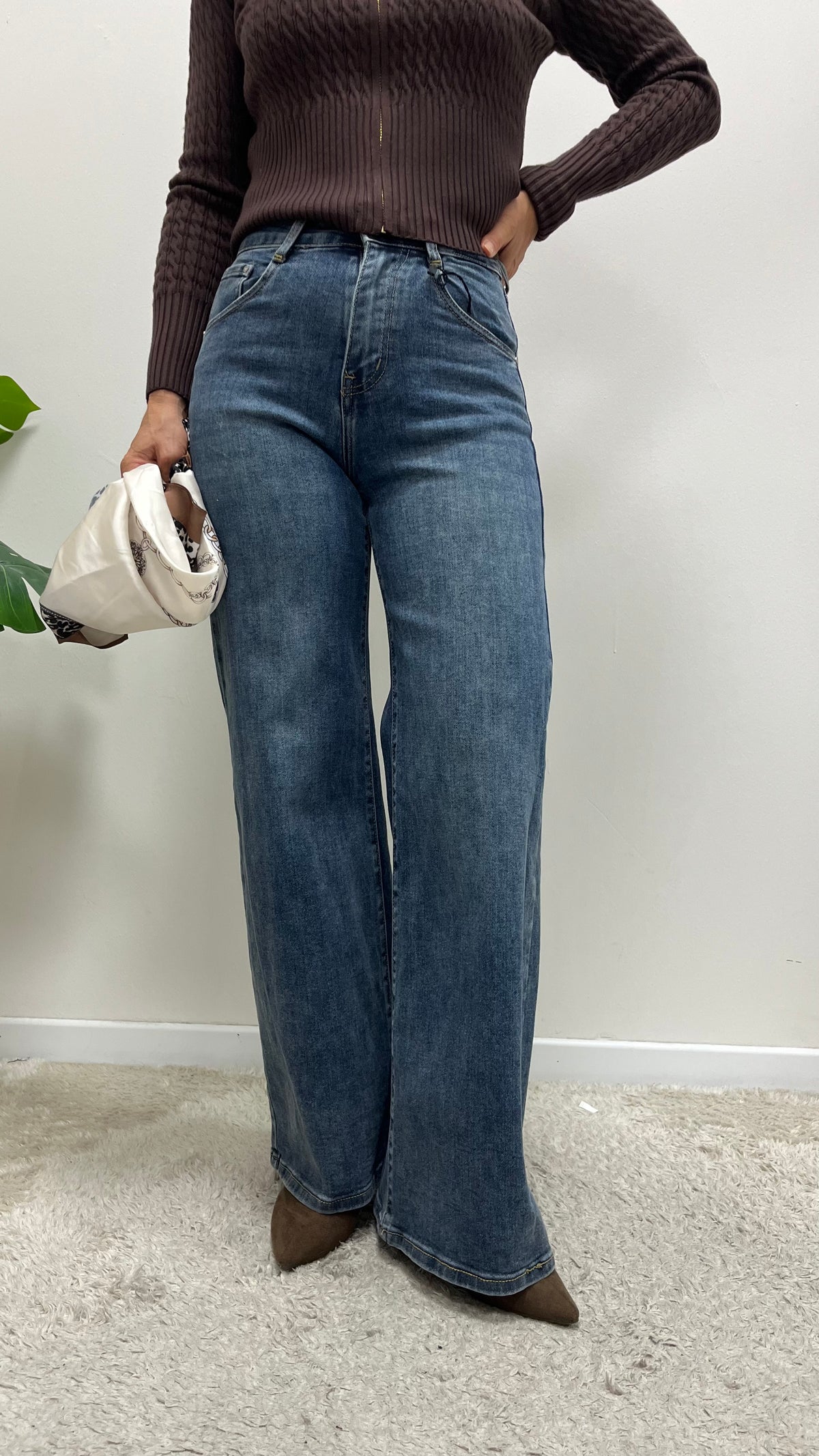 Jeans palazzo elasticizzato con foulard Extasy art.SA7670