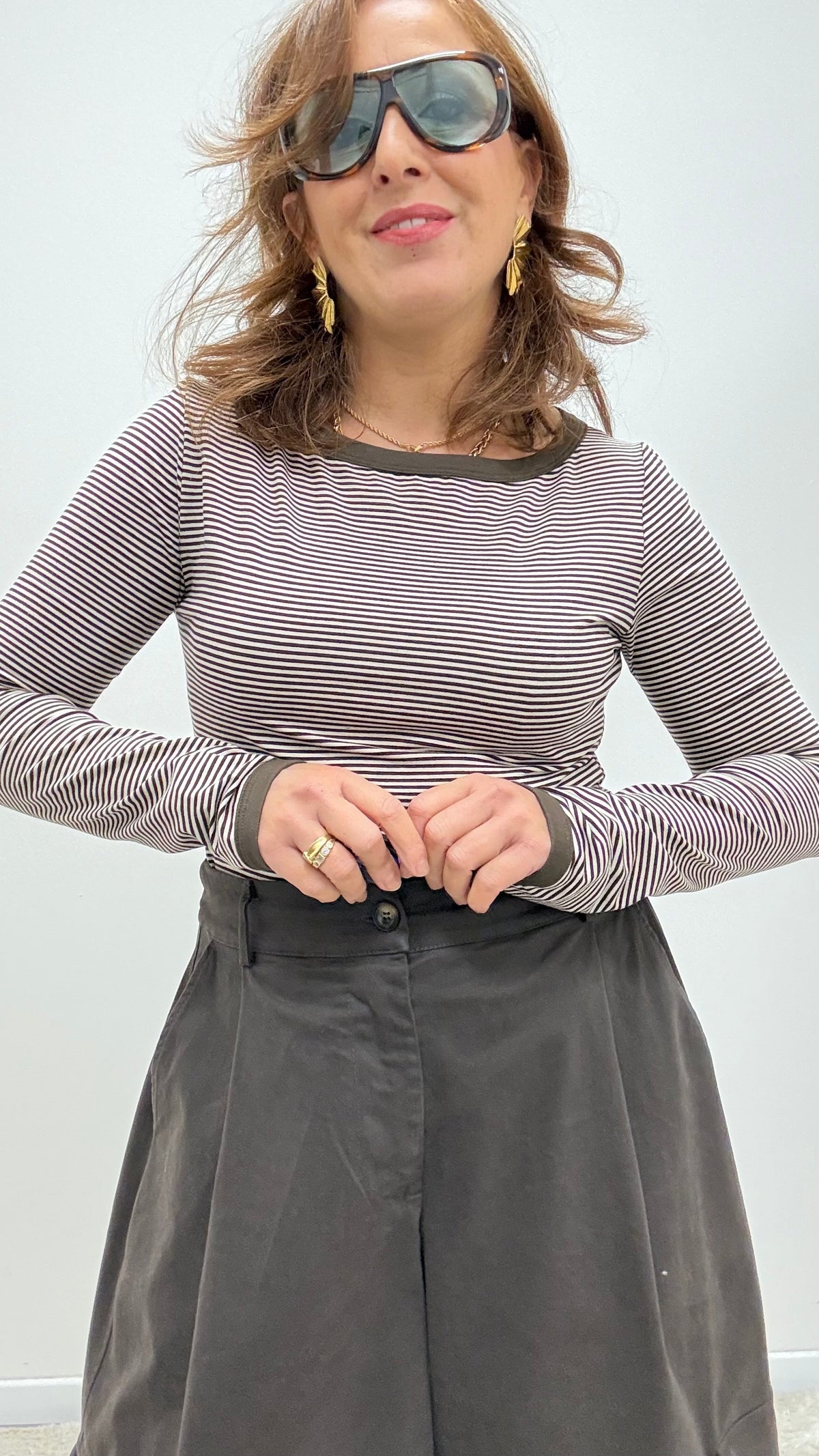 Maglia righe viscosa leggera Memoire moro