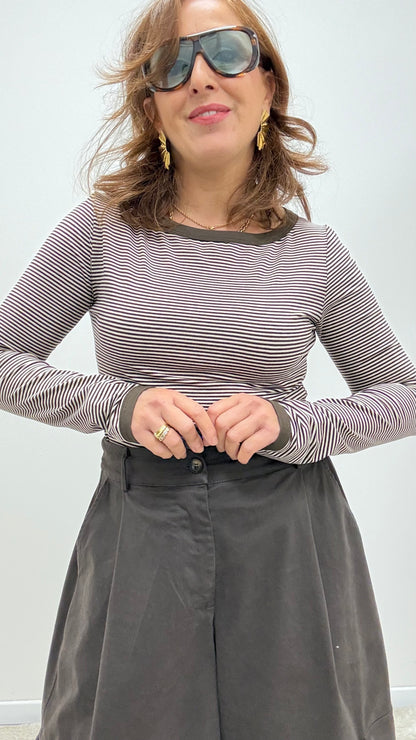 Maglia righe viscosa leggera Memoire moro