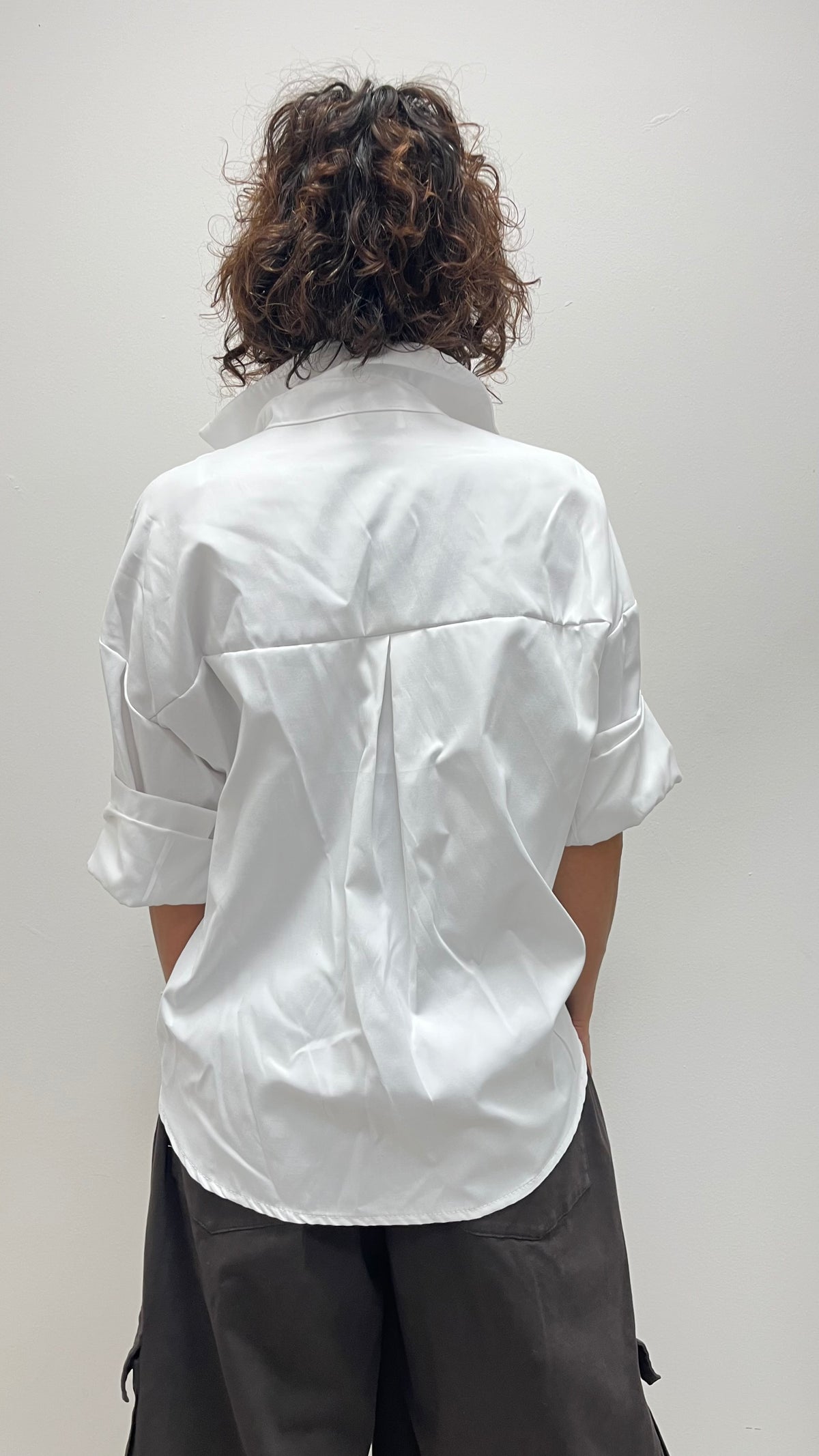Camicia donna over in tessuto Oxford bianca My-d