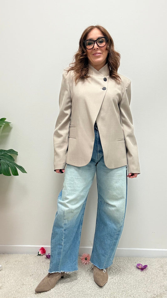 Giacca chiusura coreana tortora Haveone