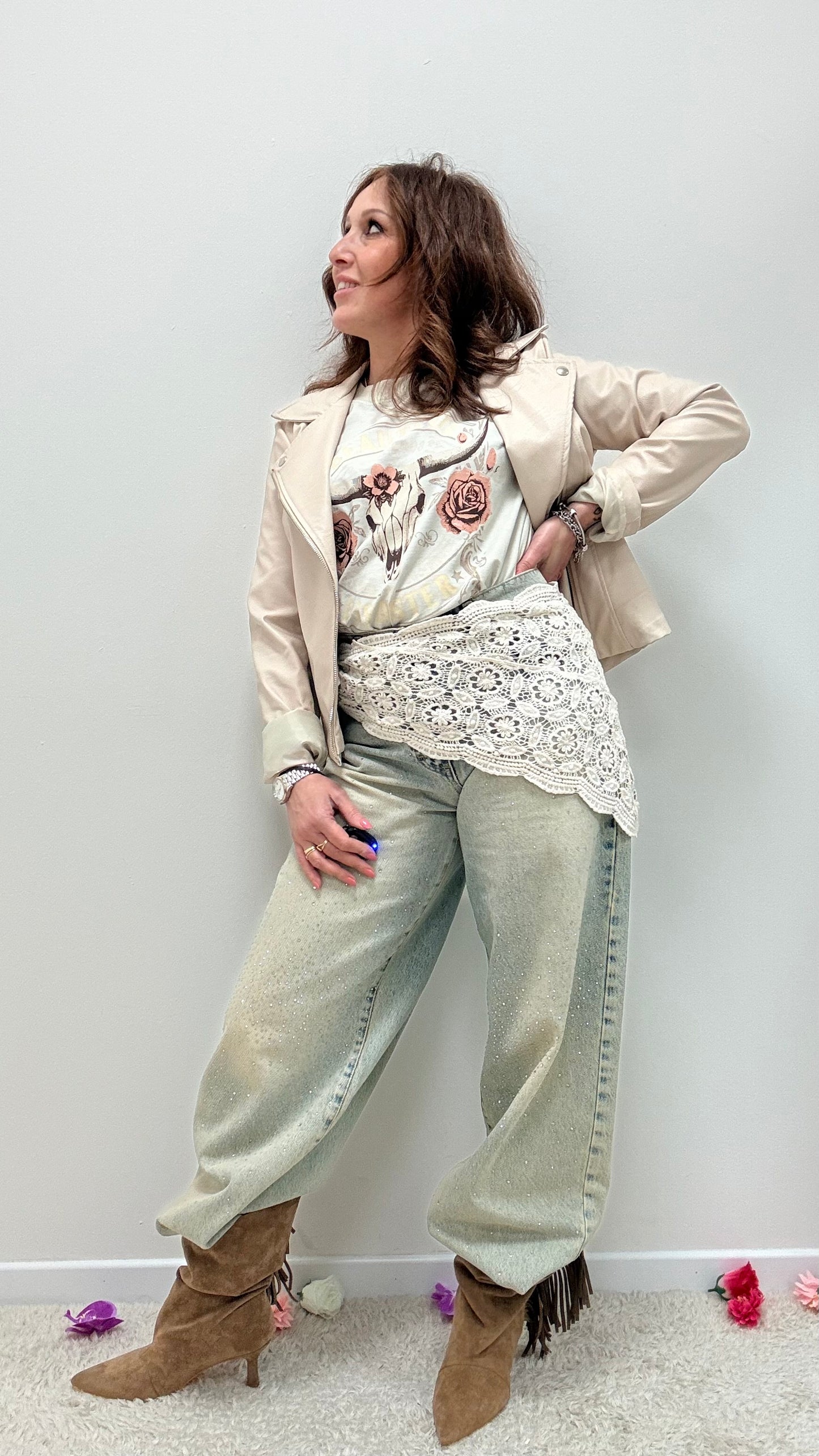 Bandana pizzo macramè burro Memoire