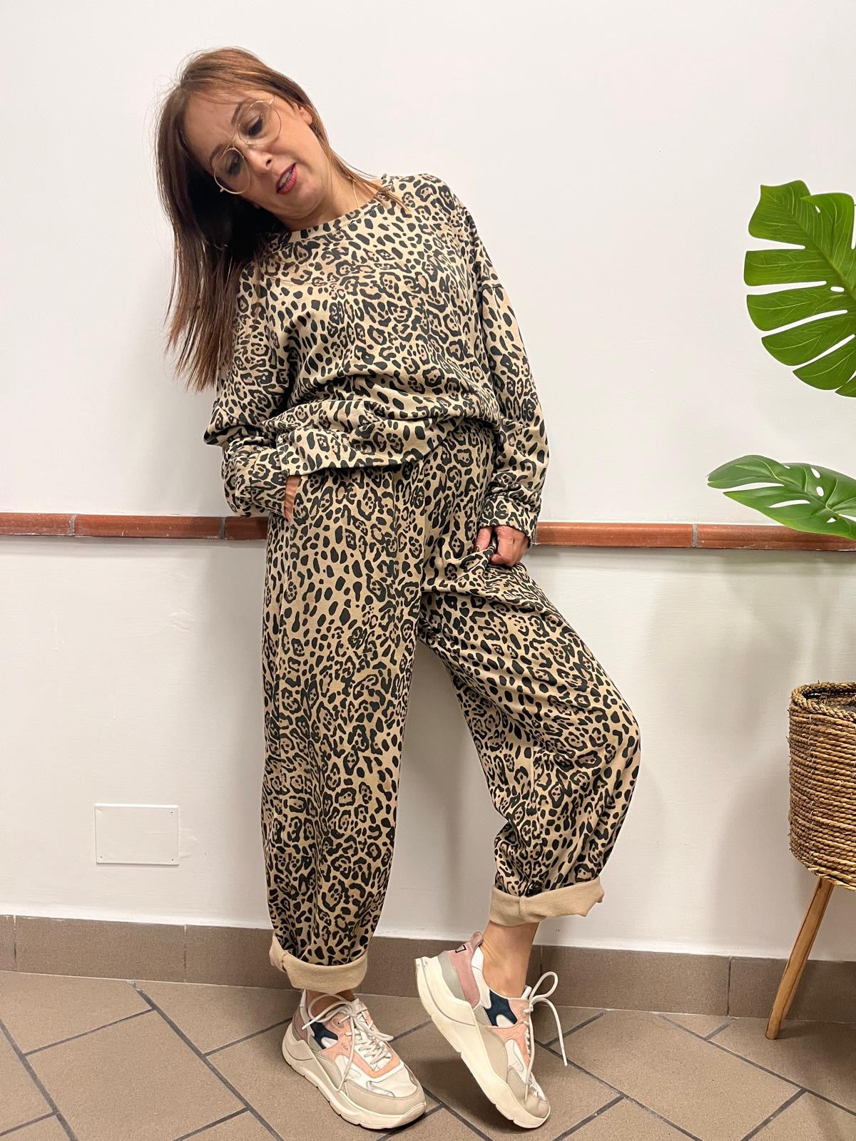 Pantaloni in felpa animalier Susy Mix