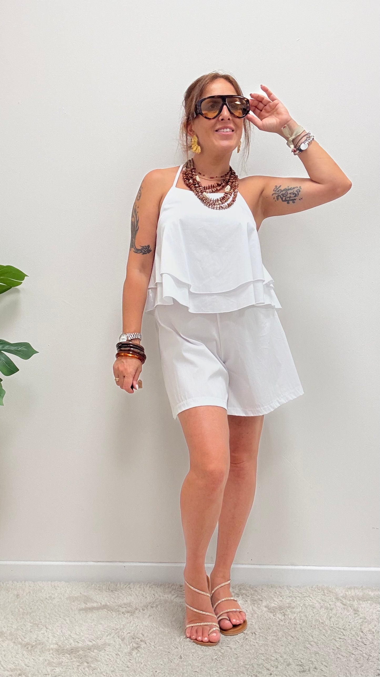Shorts farfalla cotone My-d bianco