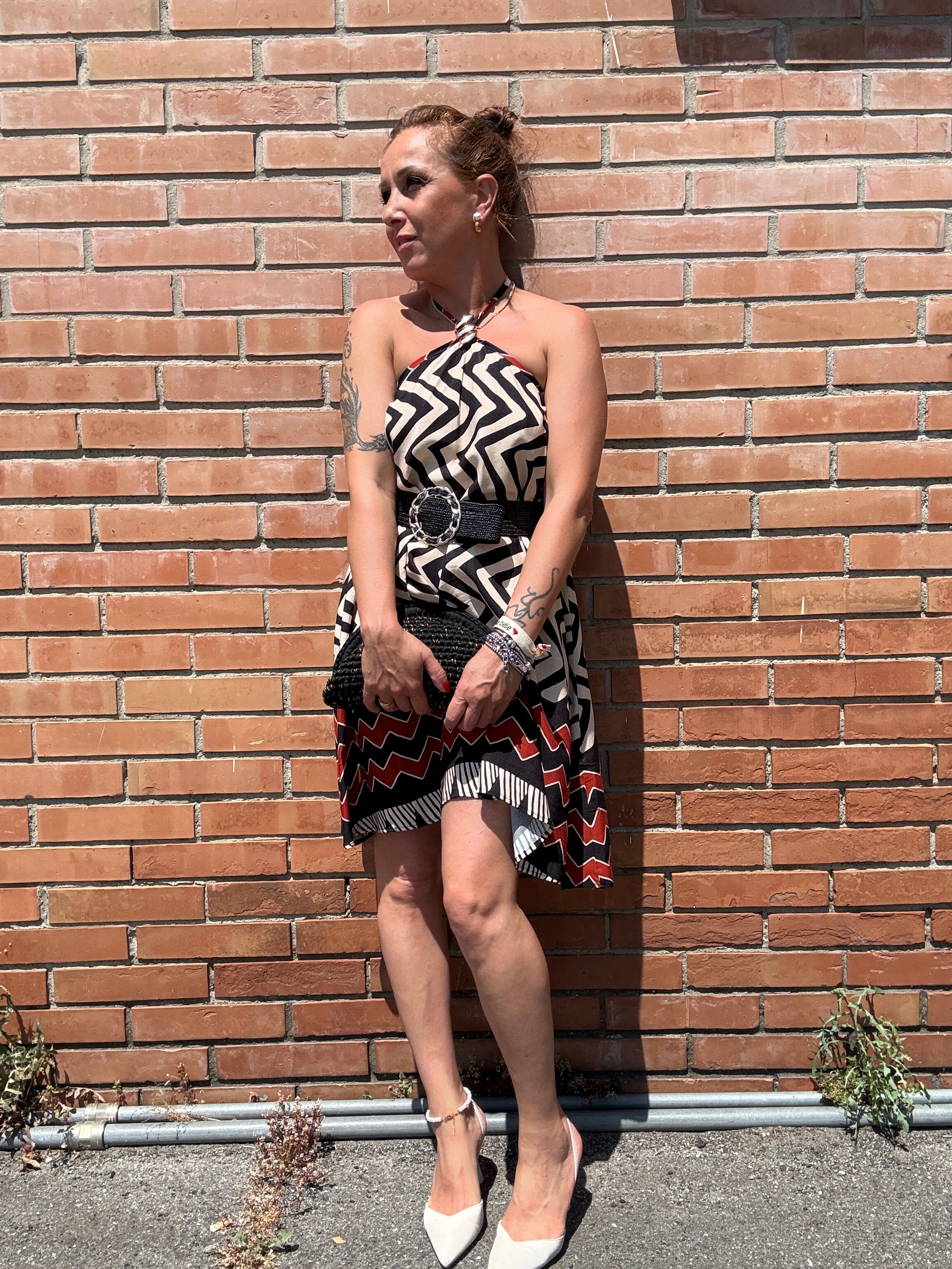 Abito fascia fantasia etnica con gioiello Haveone