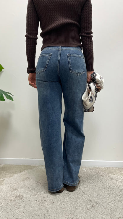 Jeans palazzo elasticizzato con foulard Extasy art.SA7670