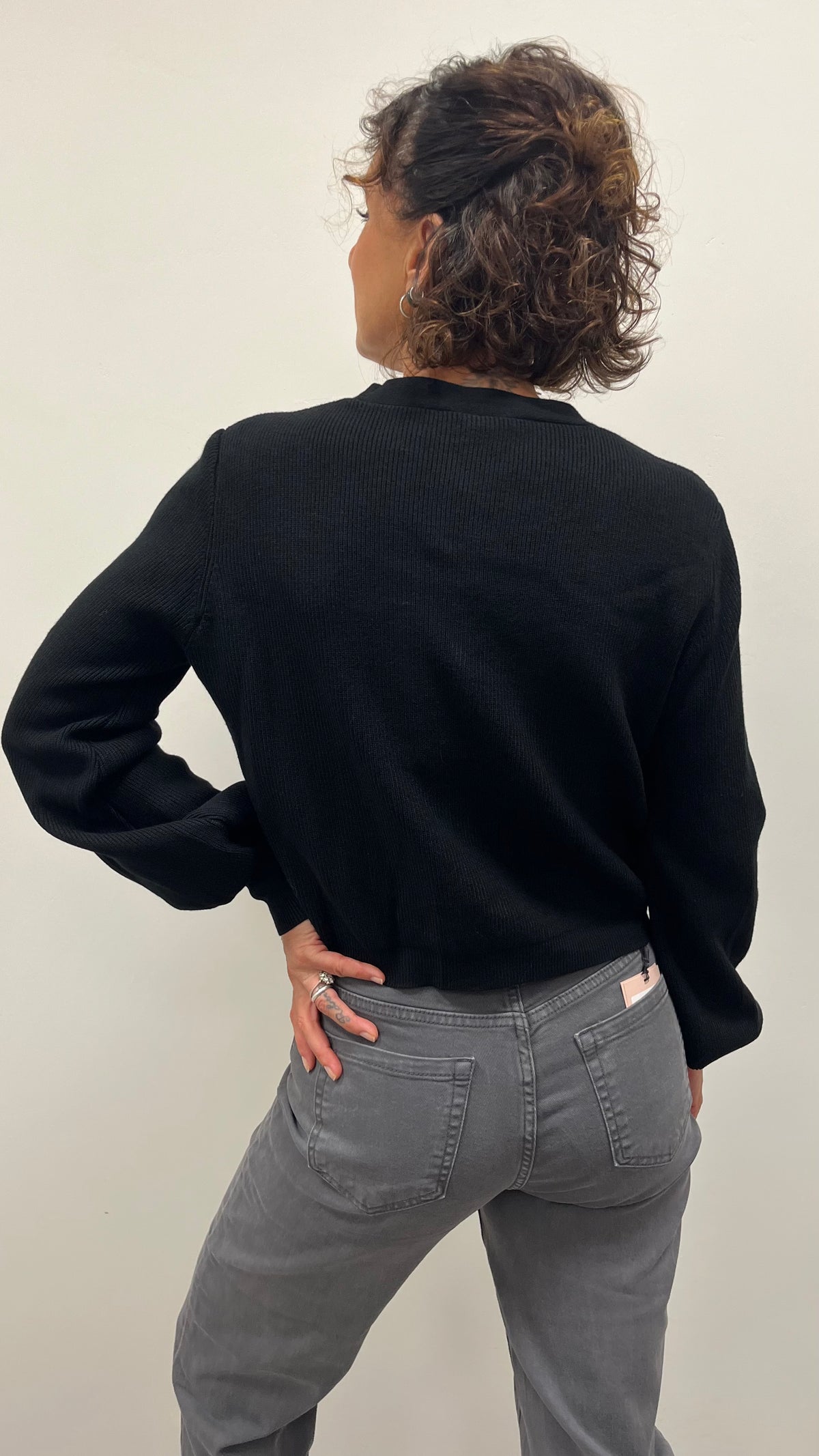Cardigan Bottone Gioiello Extin Nero
