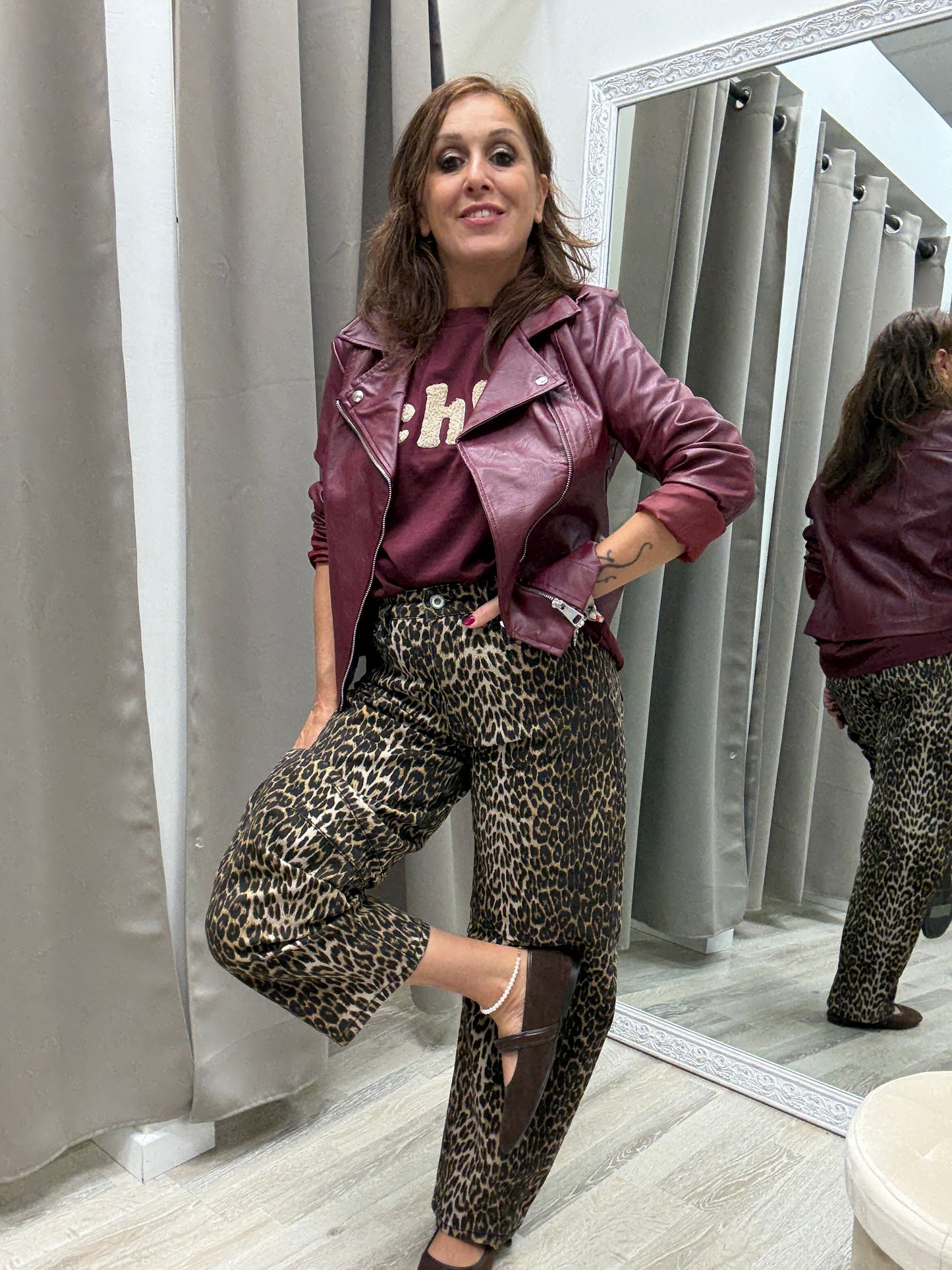 Chiodo ecopelle Susy Mix Vino