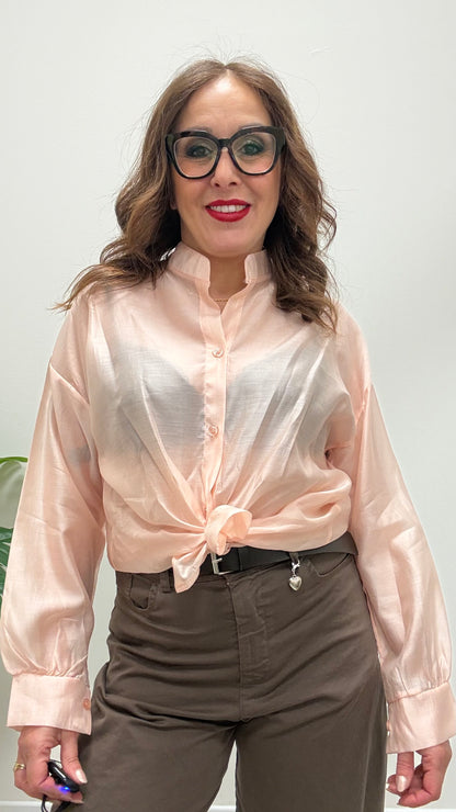 Camicia coreana nodo Extasy cipria