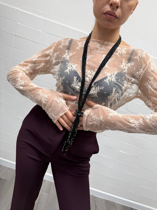 Maglia in pizzo Susy Mix Cipria