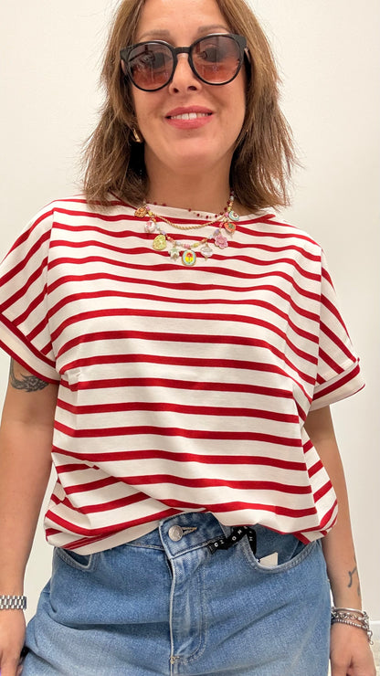 T-shirt scatolina righe Susy Mix rosso