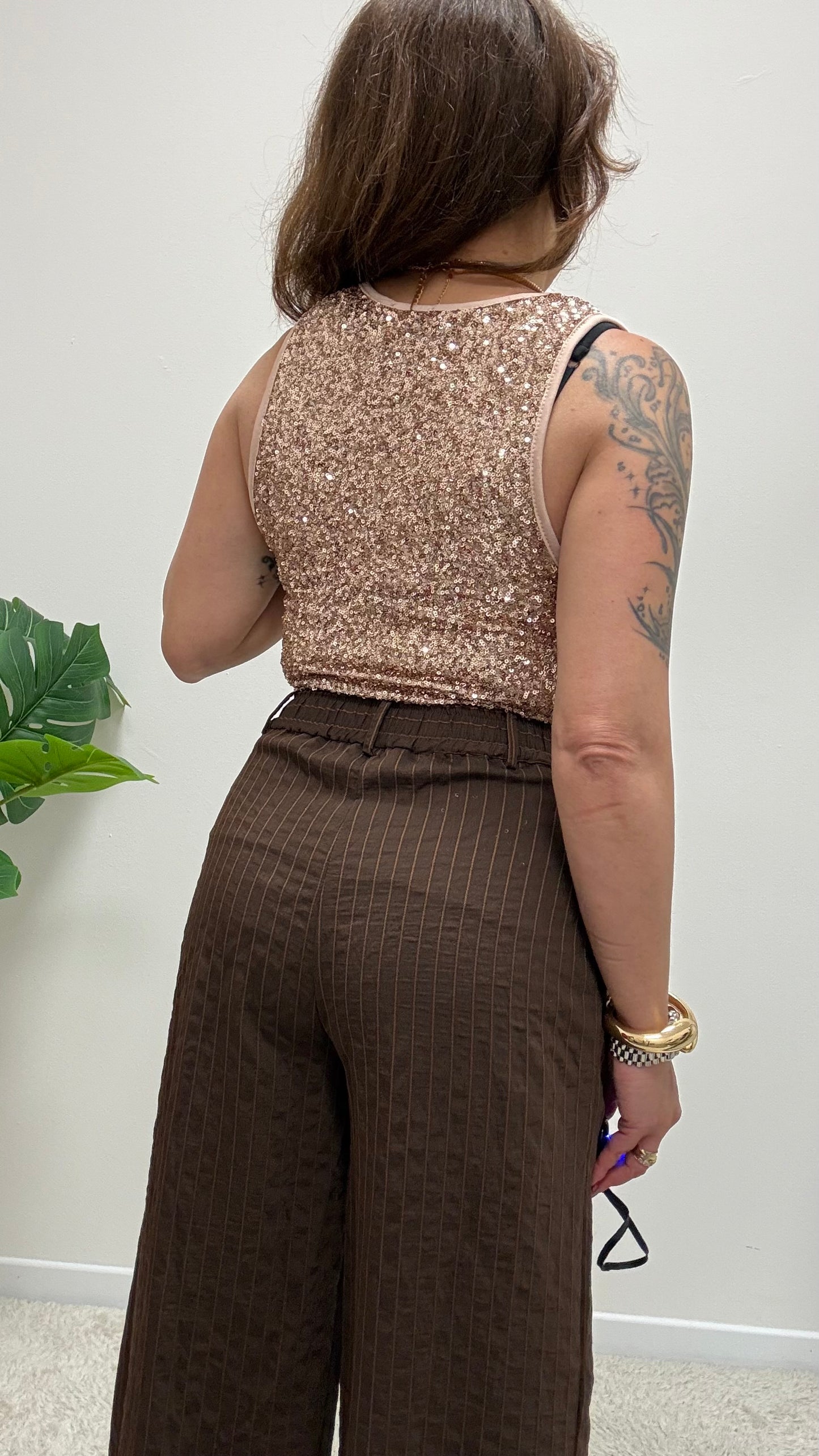 Canotta in Paillettes rosa Susy Mix
