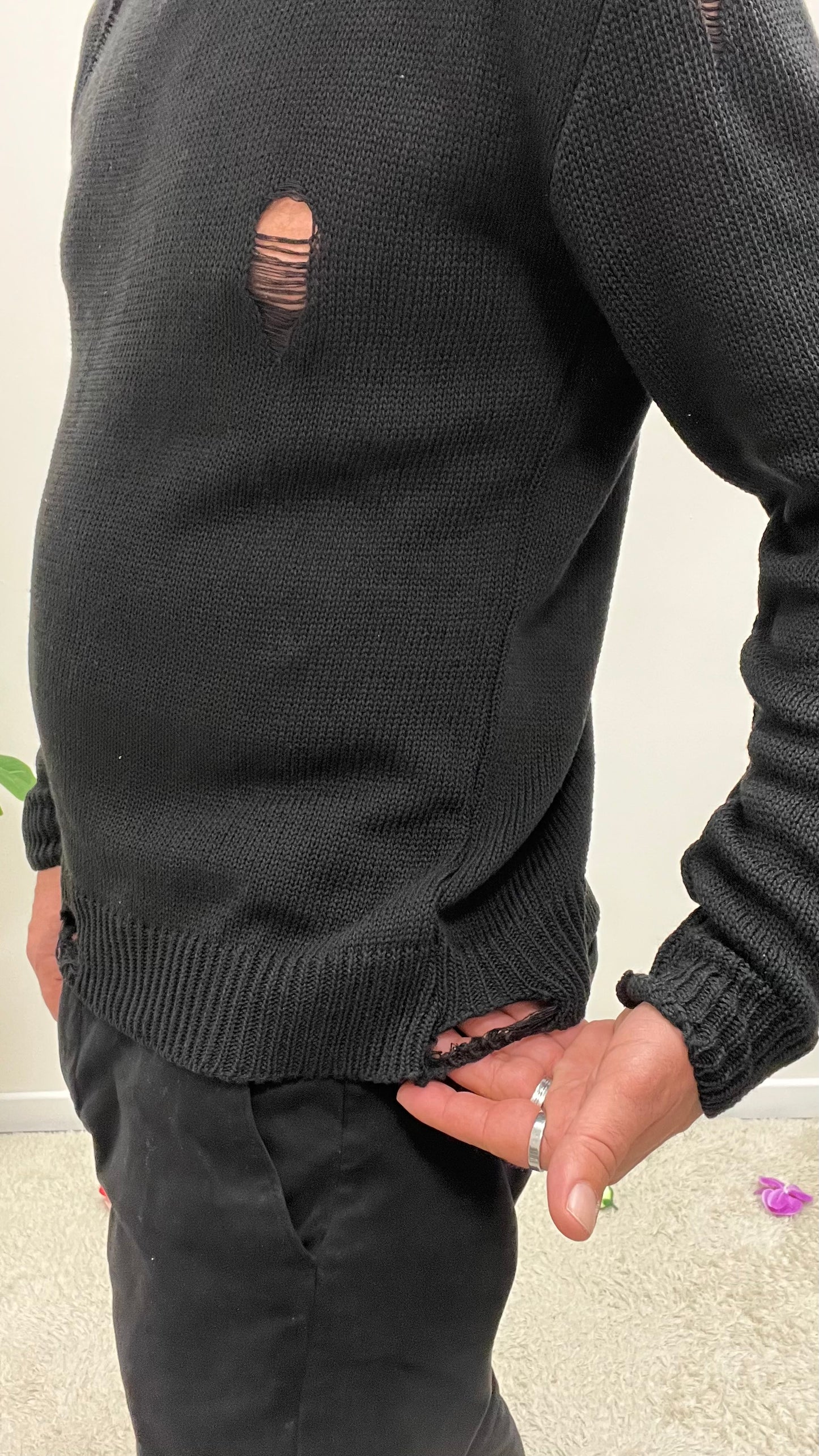 Maglia con Rotture Nera Imperial