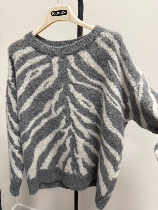 Maglia zebrata grigio jaquard Haveone