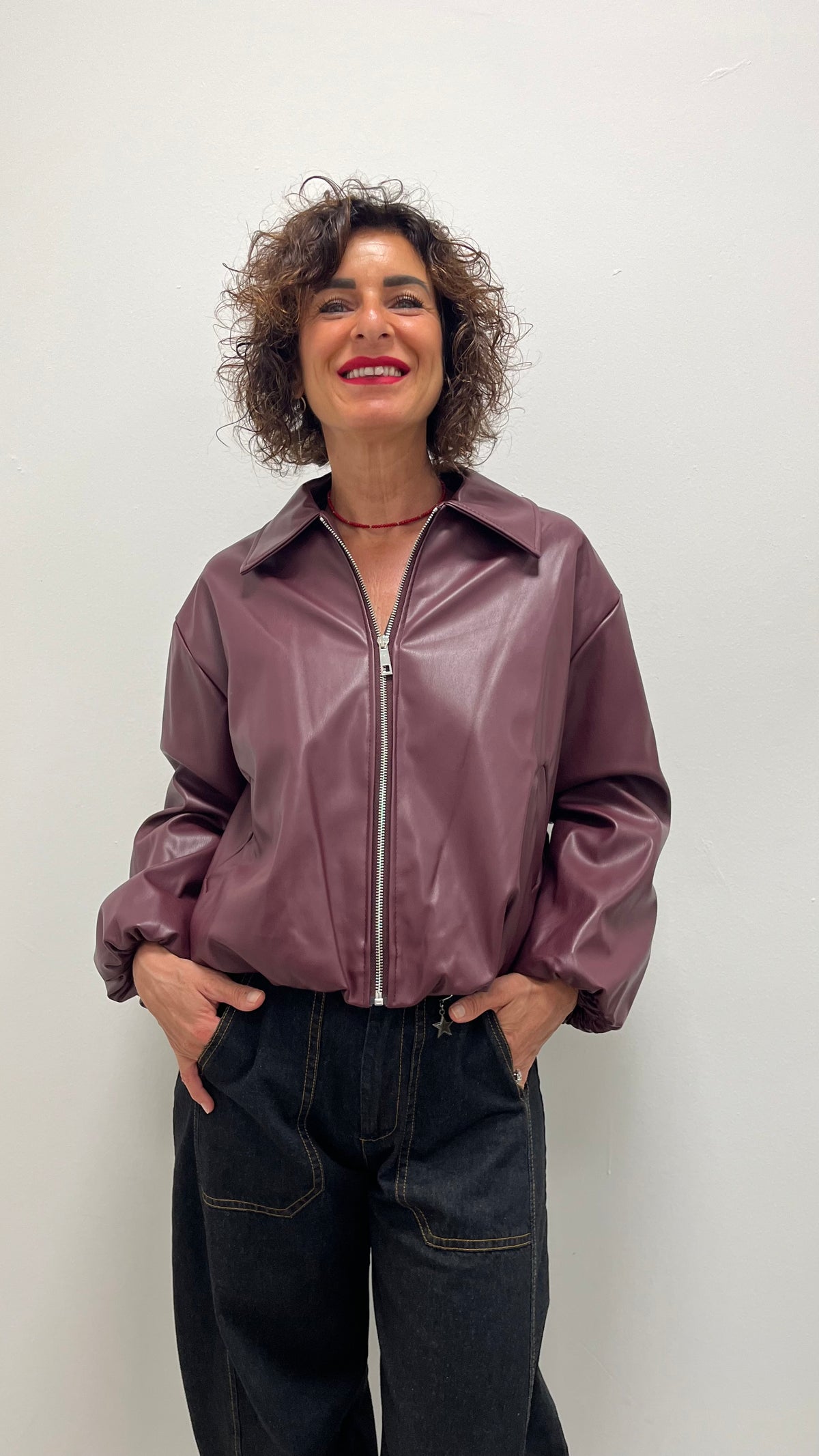 Bomber Ecopelle Extasy Bordeaux