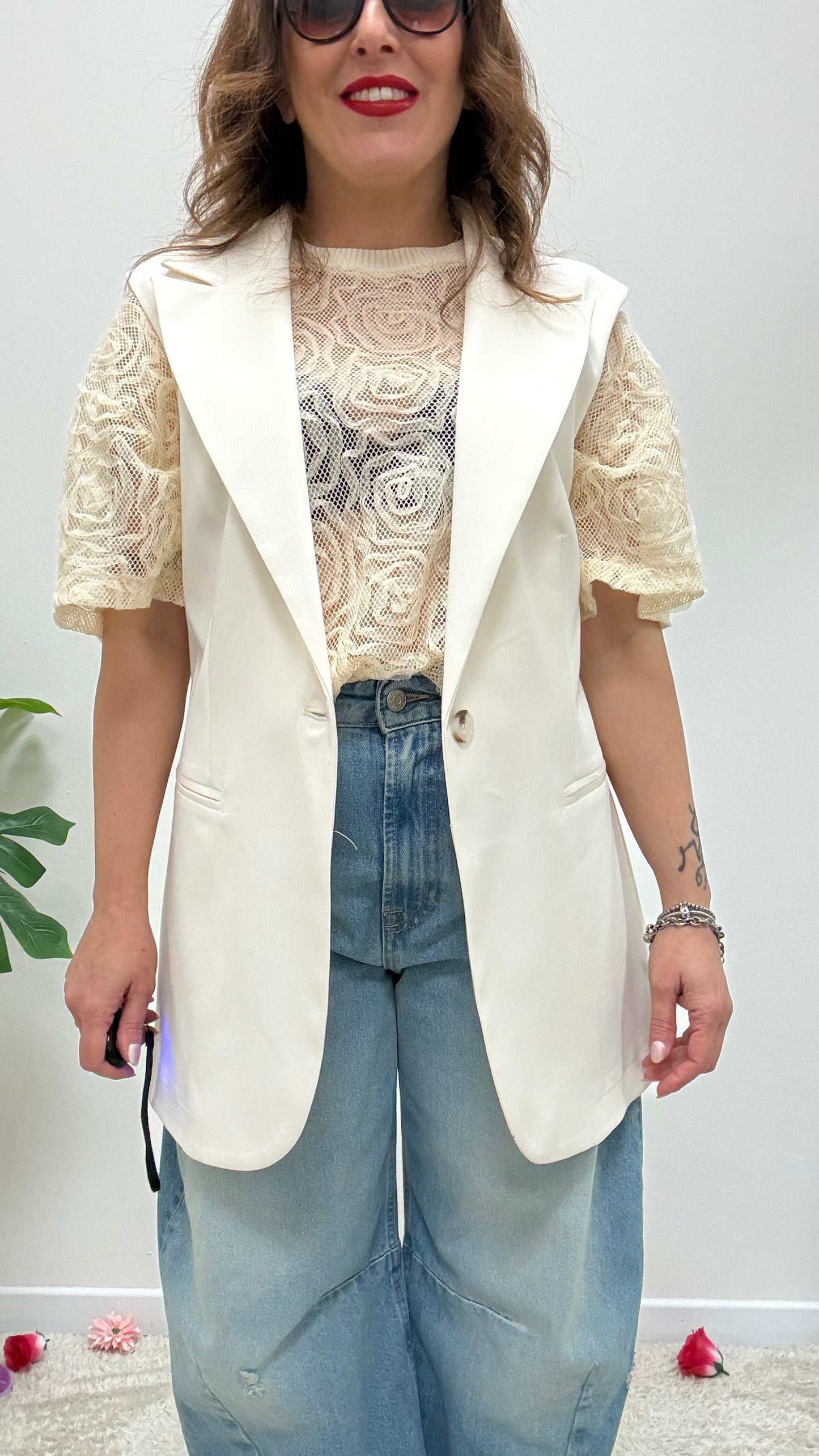Gilet lungo avvitato Extasy burro